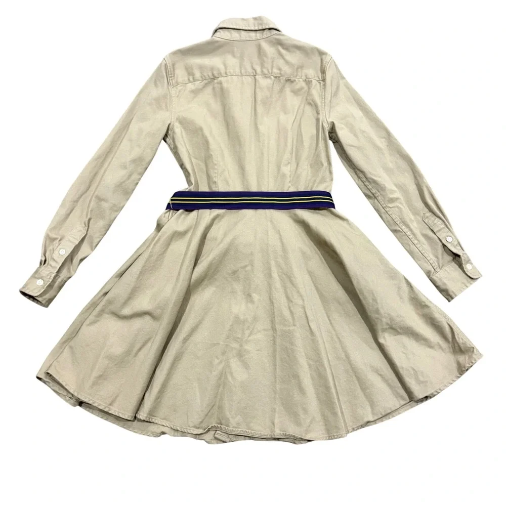 Polo Ralph Lauren girls' khaki belted cotton chino shirtdress